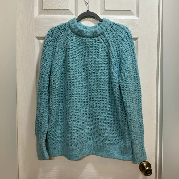 Vineyard Vines Capri Blue Cozy Fisherman Ribbed Sweater Wool Blend Size Large - Picture 1 of 9
